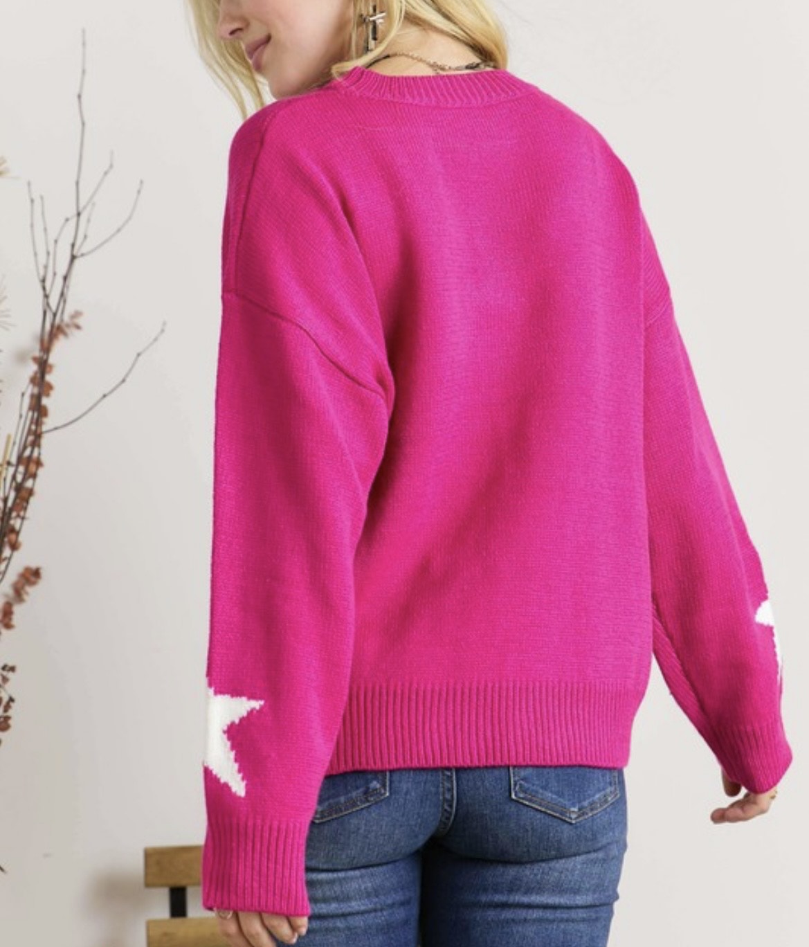 Curvy Hot Pink Star Sweater – Mackenzie's